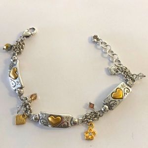 “BRIGHTON” SILVER PLATED CHARM BRACELET “REMEMBER YOUR HEART” LIKE NEW WITH BAG!